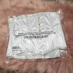 White satin under bust corset